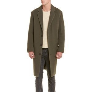 Men’s olive Vince wool distressed car coat topcoat